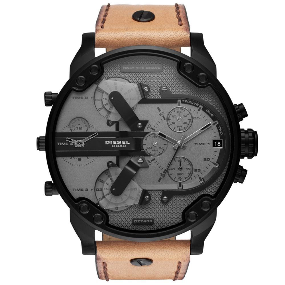 Diesel DZ7406 Mr. Daddy 2.0 Chronograph Brown Leather Men's Watch - WATCH & WATCH
