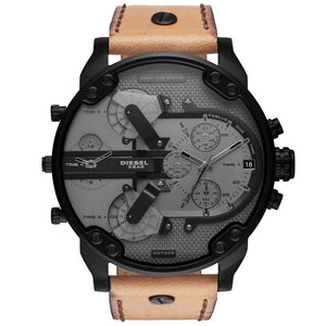 Diesel DZ7406 Mr. Daddy 2.0 Chronograph Brown Leather Men's Watch - WATCH & WATCH