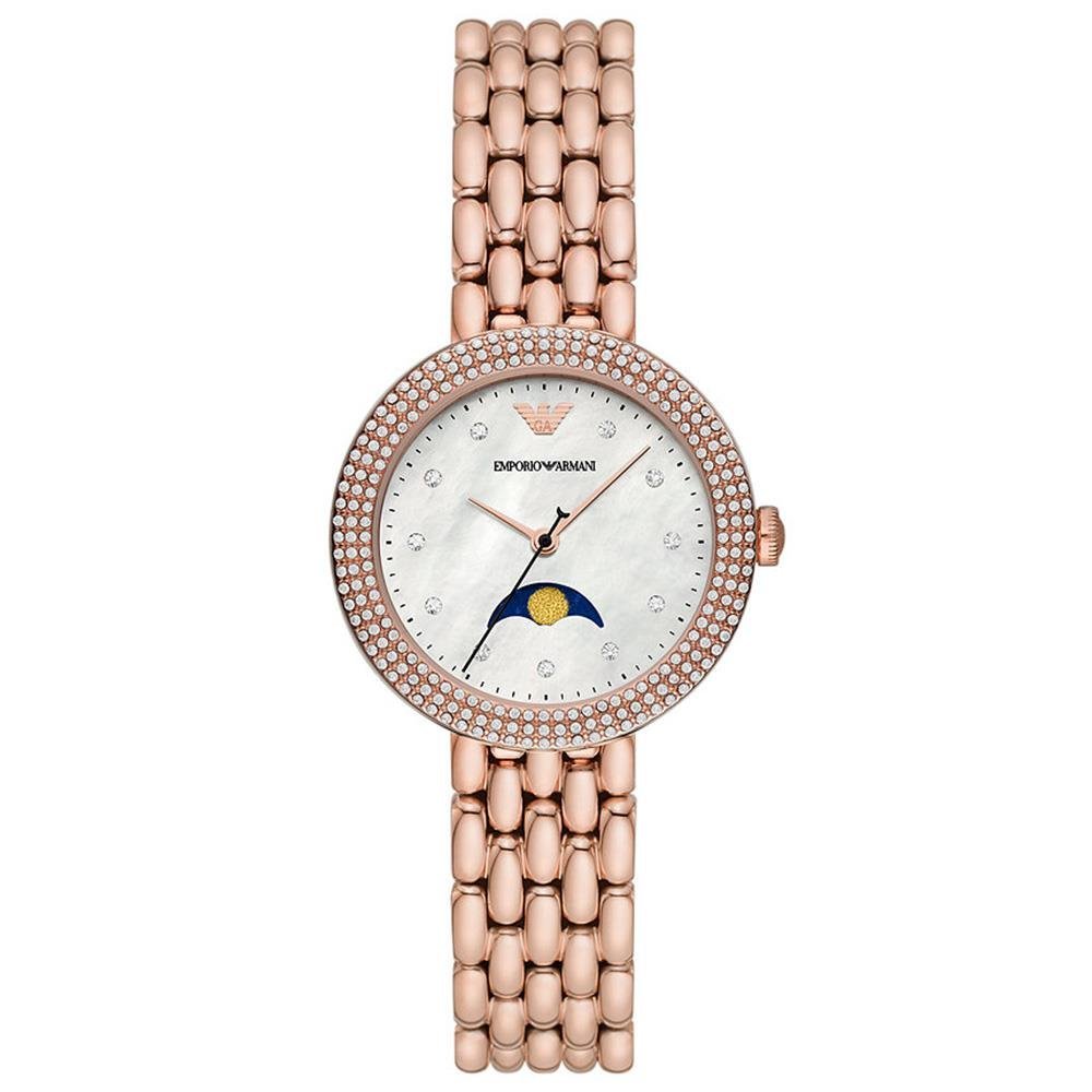Emporio Armani AR11462 White Mother of Pearl Dial Ladies Watch - WATCH & WATCH