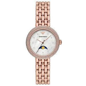 Emporio Armani AR11462 White Mother of Pearl Dial Ladies Watch - WATCH & WATCH