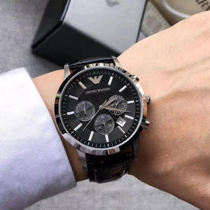 Emporio Armani AR2447 Men's Renato Chronograph Watch Black - WATCH & WATCH