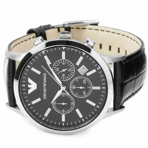Emporio Armani AR2447 Men's Renato Chronograph Watch Black - WATCH & WATCH