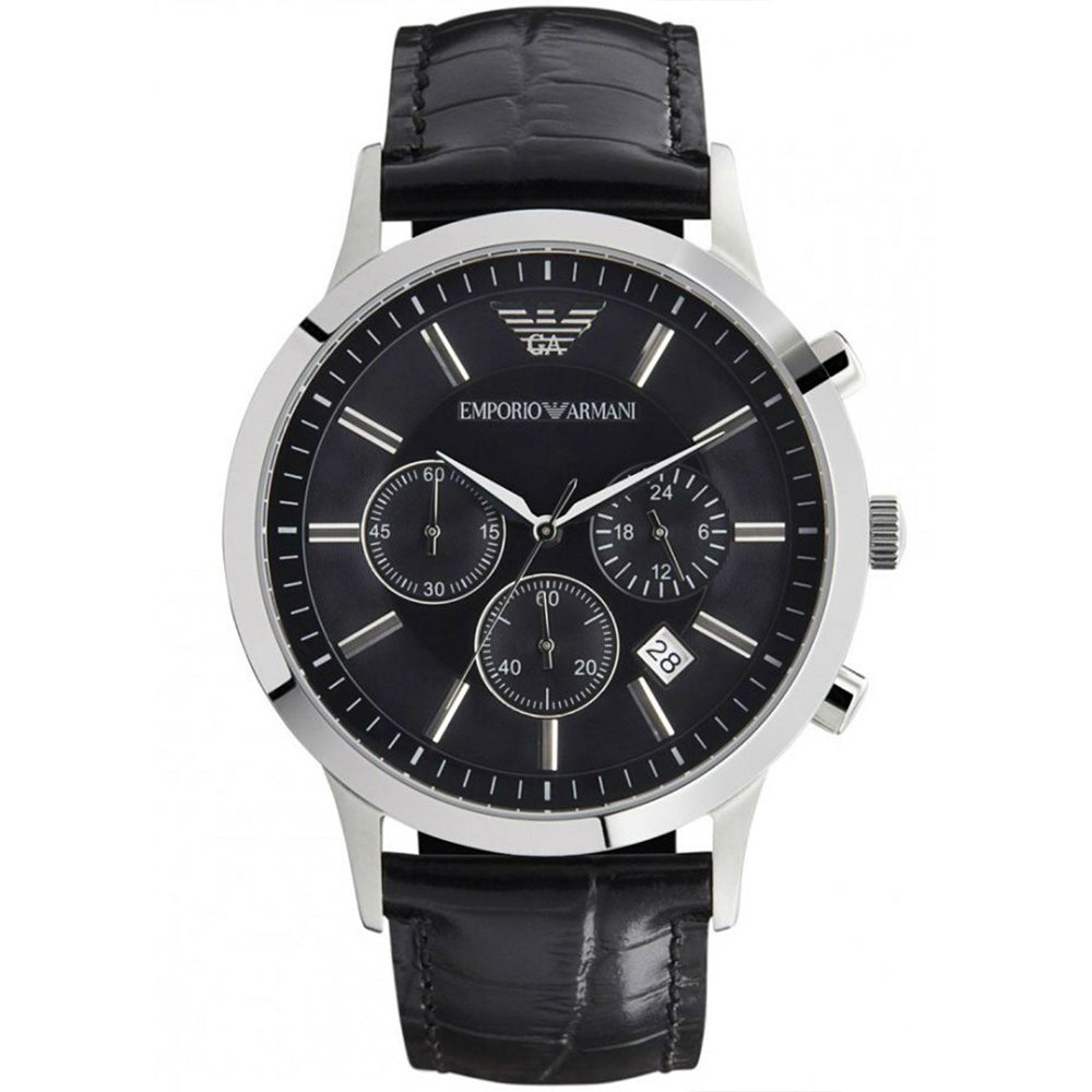 Emporio Armani AR2447 Men's Renato Chronograph Watch Black - WATCH & WATCH