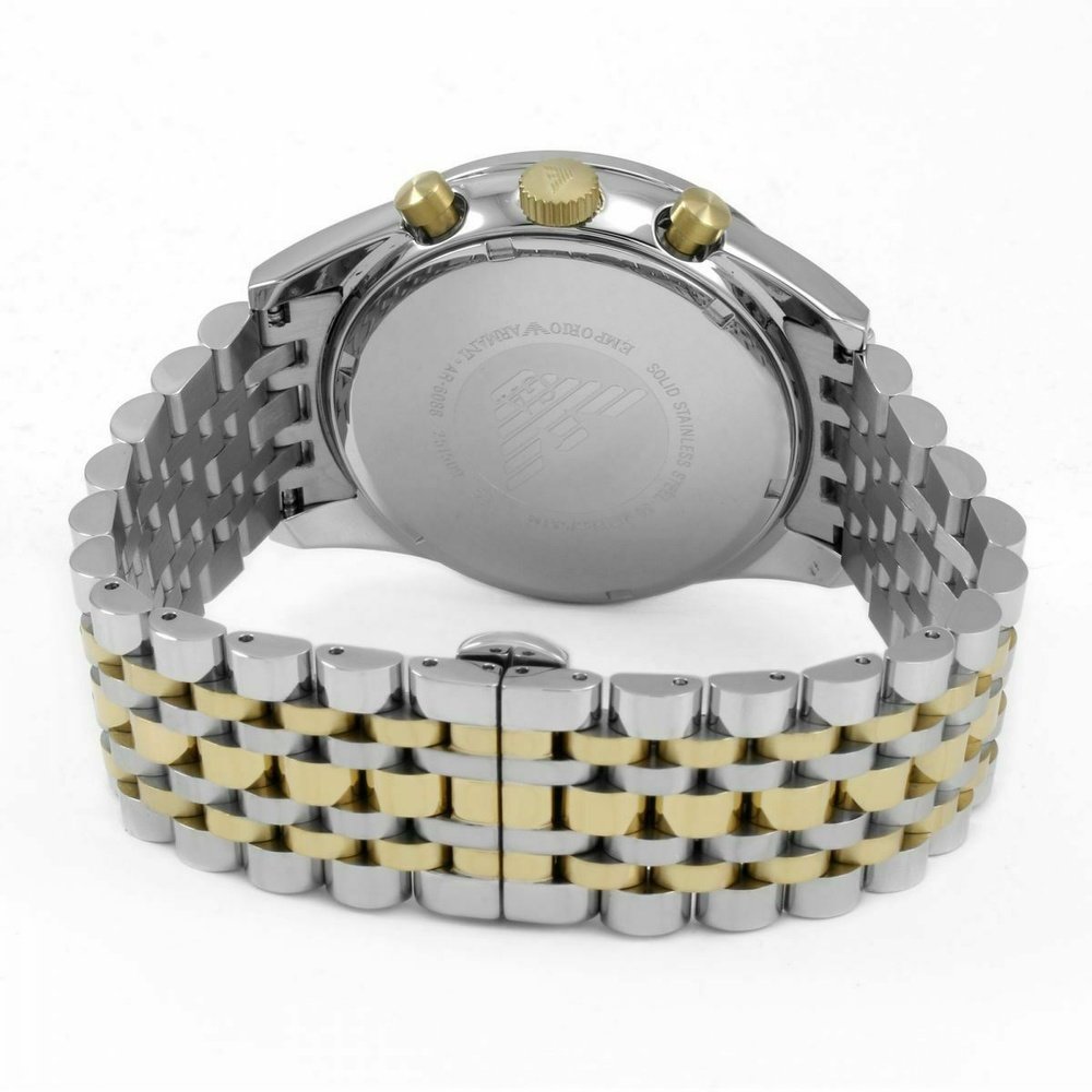 Emporio Armani AR6088 Chronograph Two Tone Stainless Steel Men's Watch - WATCH & WATCH