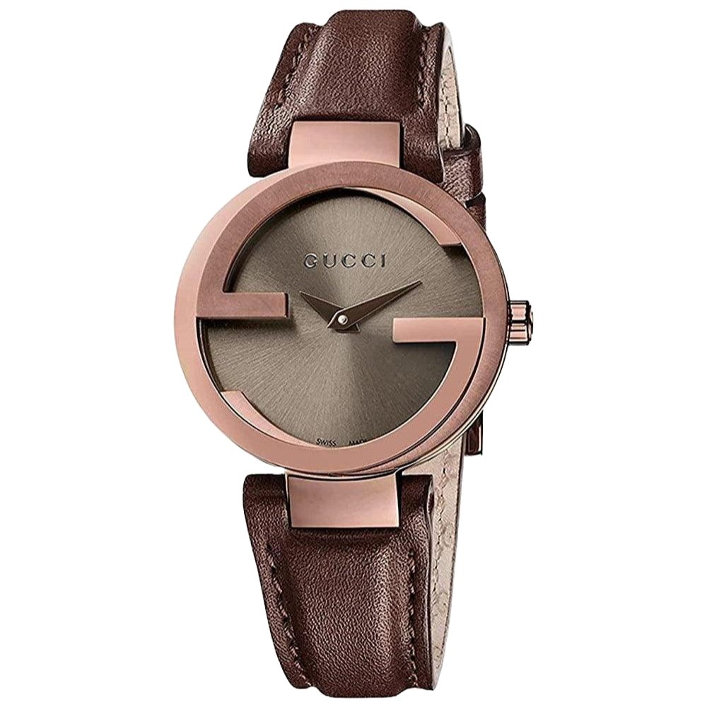 Gucci YA133504 Interlocking Brown Dial Ladies Watch - WATCH & WATCH
