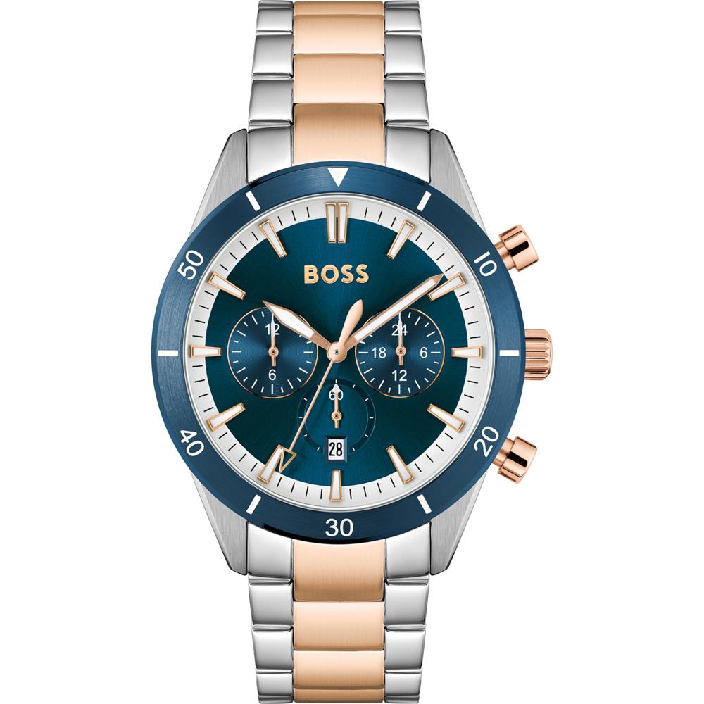 Hugo Boss 1513937 Santiago Two - Tone Steel & Blue Mens Watch - WATCH & WATCH