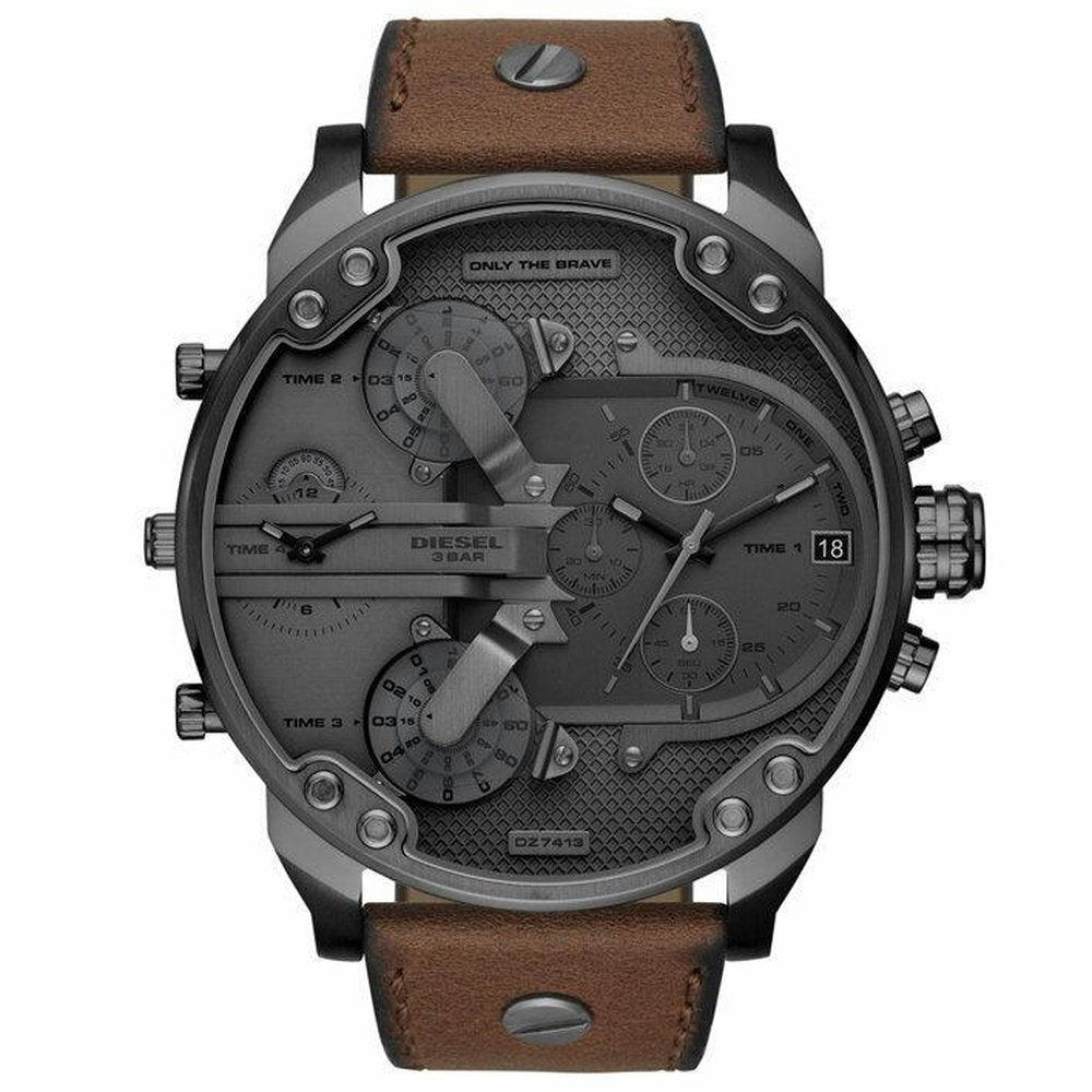 Diesel DZ7413 Mr. Daddy 2.0 Chronograph Brown Leather Men's Watch - WATCH & WATCH
