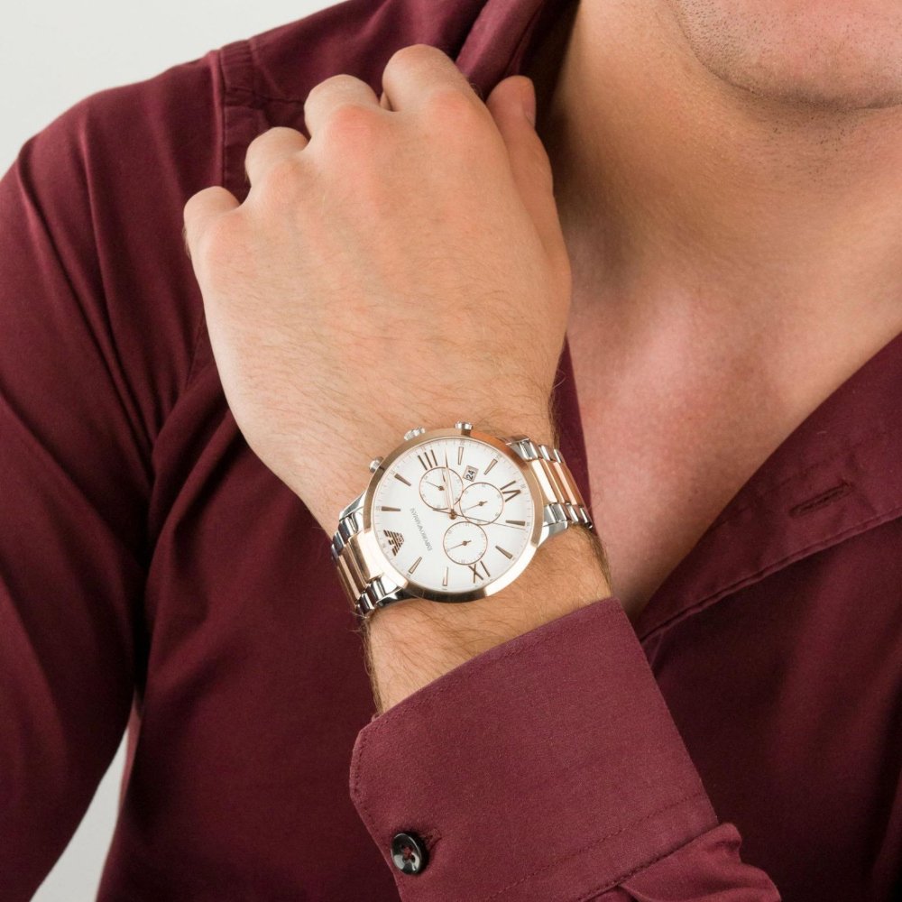 Emporio Armani AR11209 Giovanni Chronograph White Dial Men's Watch - WATCH & WATCH