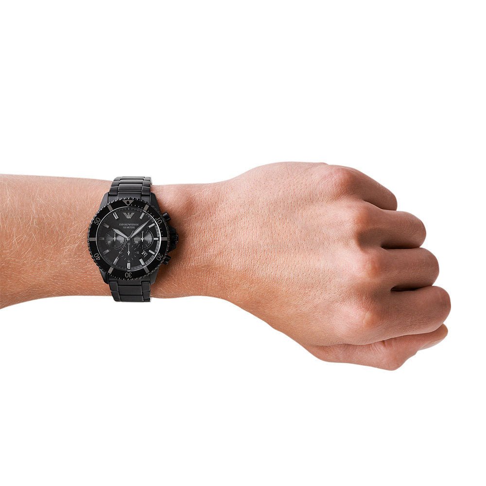 Emporio Armani AR11363 All Black Chronograph Men’s Watch - WATCH & WATCH