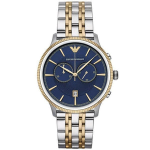 Emporio Armani AR1847 Men's Watch Chronograph Two Tone Blue - WATCH & WATCH