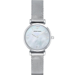 Emporio Armani AR1955 Mother Of Pearl Mesh Bracelet Ladies Watch - WATCH & WATCH