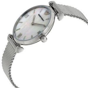 Emporio Armani AR1955 Mother Of Pearl Mesh Bracelet Ladies Watch - WATCH & WATCH