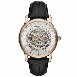 Emporio Armani AR60007 Automatic Black Leather Men's Watch - WATCH & WATCH