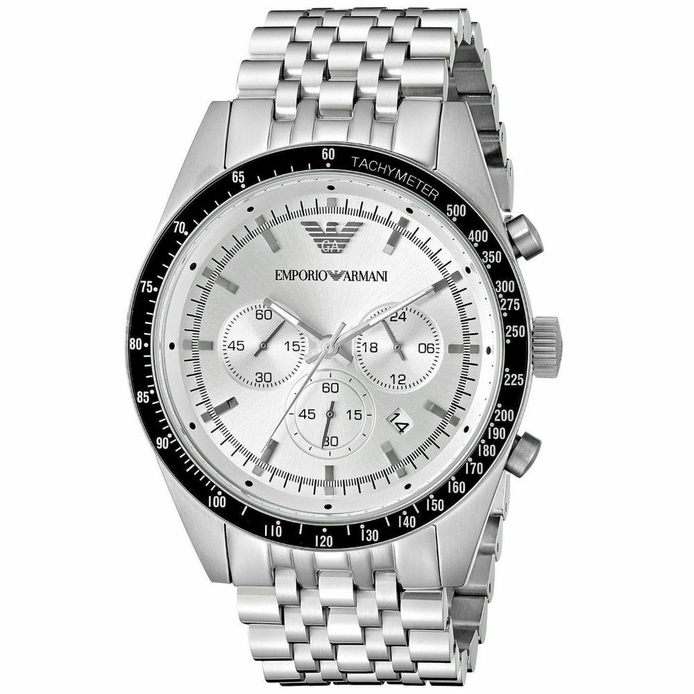 Emporio Armani AR6073 Sportivo Silver Chronograph Men's Watch - WATCH & WATCH