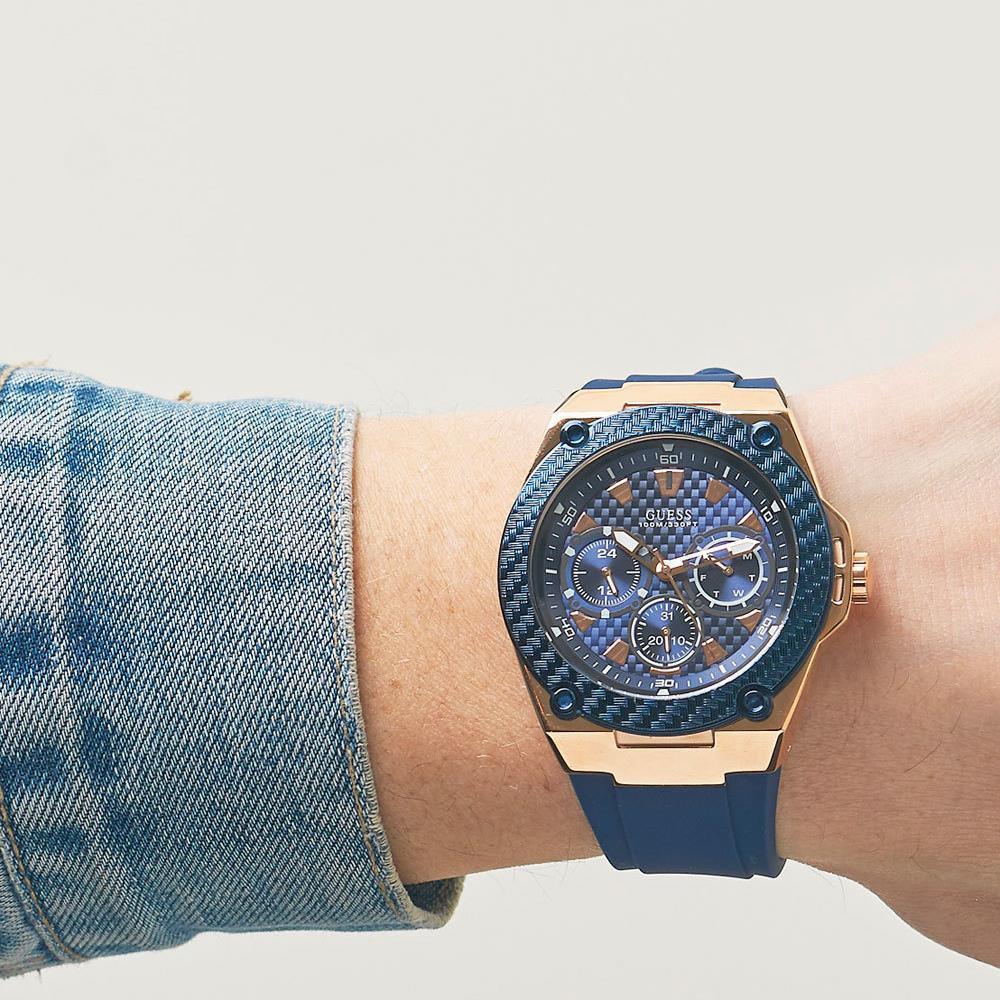 Guess W1049G2 Legacy Blue Dial Blue Silicone Men's Watch - WATCH & WATCH