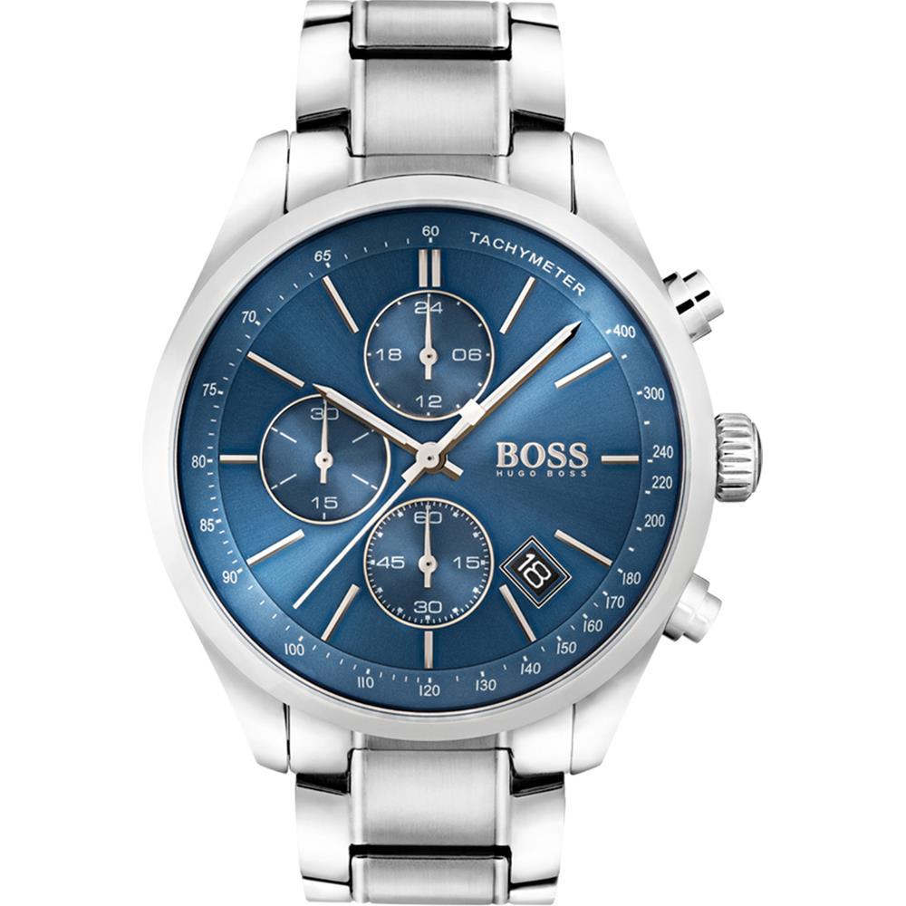 Hugo Boss 1513478 Grand Prix Blue Face Silver Men's Watch - WATCH & WATCH