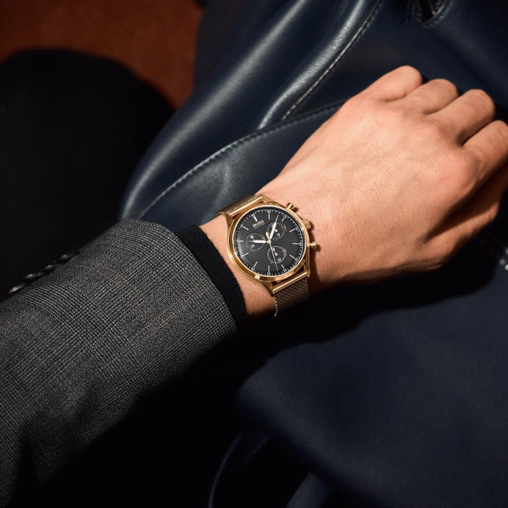 Hugo Boss 1513548 Rose - Tone Steel Chronograph Men's Watch - WATCH & WATCH