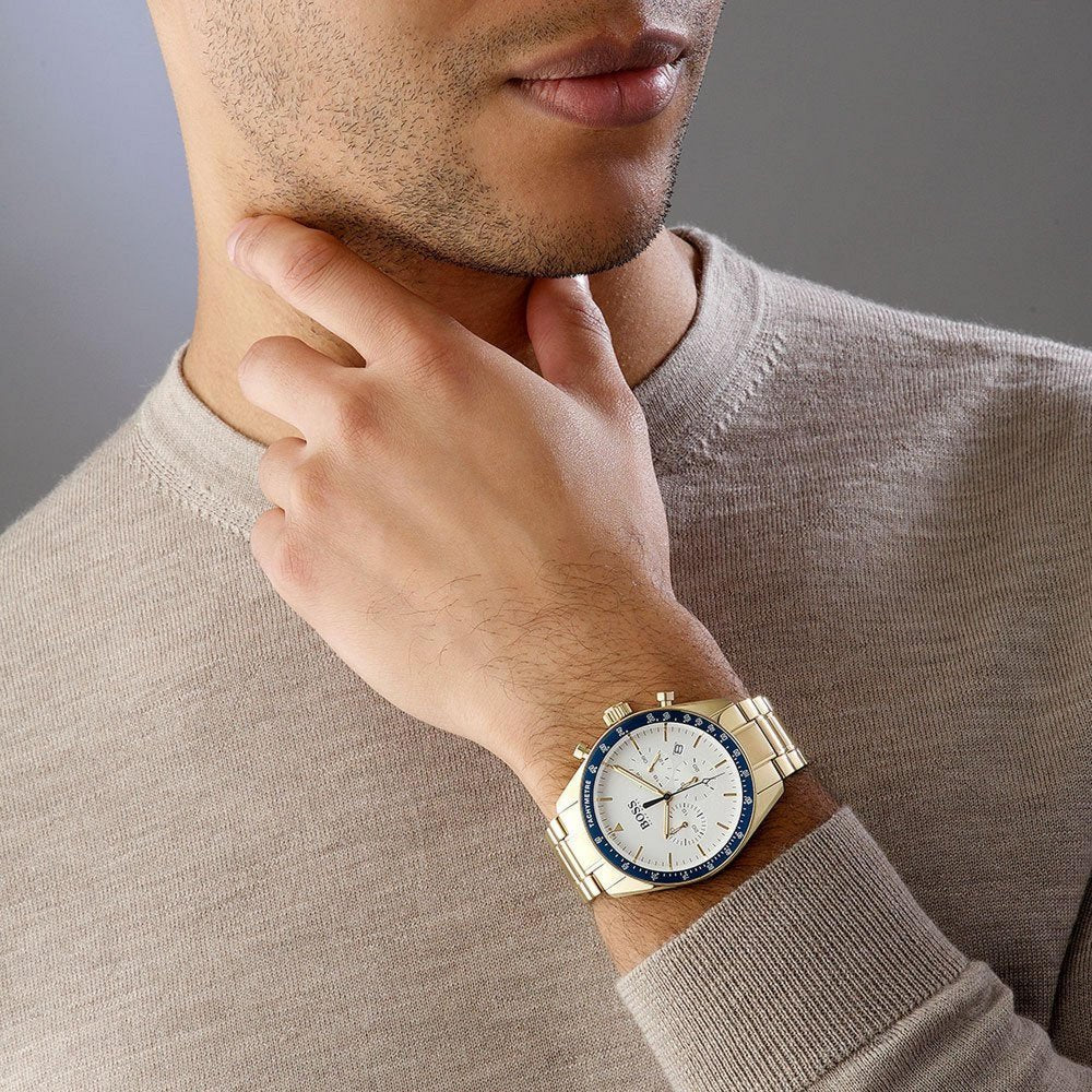 Hugo Boss 1513631 Trophy Gold Plated Chronograph Men's Watch - WATCH & WATCH