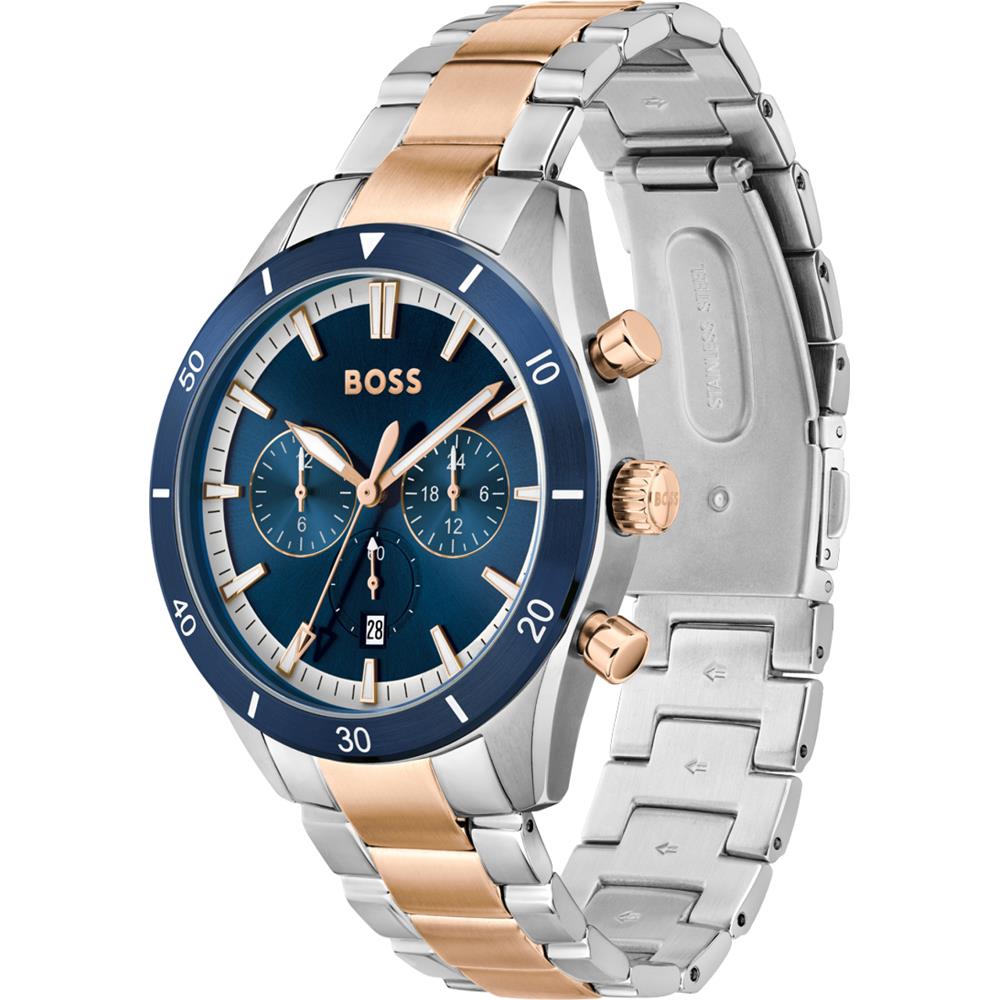 Hugo Boss 1513937 Santiago Two - Tone Steel & Blue Mens Watch - WATCH & WATCH