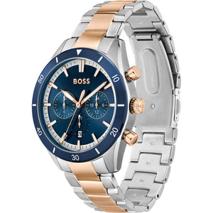 Hugo Boss 1513937 Santiago Two - Tone Steel & Blue Mens Watch - WATCH & WATCH