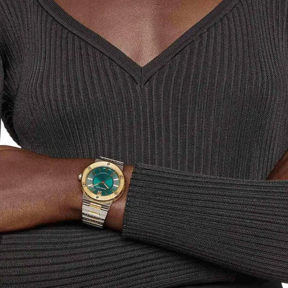 Versace VELW00720 Greca Logo Two - Tone Green Ladies Watch - WATCH & WATCH